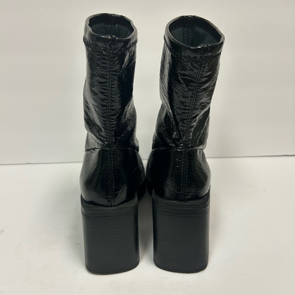 Kenneth Cole Ankle Boots Women 6 Black Chunky Amber Square Toe Pull On Y2k 90s - Picture 4 of 10